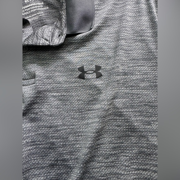 Under Armour Performance Polo | Heather Grey Athletic Golf Shirt XL - Picture 3 of 9